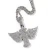 Hip Hop Angel Wings Cross Mönsterhängen Halsband 5A Zirkon Religiösa smycken