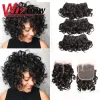 Pelucas hinchadas hinchadas de rizado cabello humano con cierre 6pcs paquetes de tejido brasileño con cierre 4x4 para mujeres ombre 1b30 cabello rizado