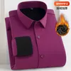 Men's Casual Shirts White Elastic Warm Shirt With Full Body Plush And Thickened Professional Clothing Business Dress For Men
