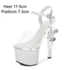 Dress Shoes Fashion Show Artifact Model High-Heeled Women Pistol Heel 17cm Sexy Clear Platform Summer Sandals Strip Pole Dance H240321H3NILYS5