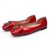 Flats 2023 Nieuwe Ballerina Ladies Slipon schoenen Dames Spring Fashion Ballet Flats Square Toe Patent Leather Shoe Loafers Women Red