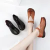 Casual Shoes Women Vulcanized High Quality Genuine Leather Buckle Strap 3CM Square Heels Office & Career For