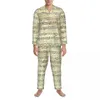 Homens sleepwear arco-íris música notas pijamas homens floral impressão quente noite outono 2 peça casual oversized conjunto personalizado
