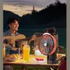 Ventilateur de camping rechargeable à piles avec lanterne LED, ventilateur portable oscillant pliable, ventilateur personnel silencieux pour pique-niques, barbecues, pêche, voyages et intérieur