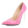 Dress Shoes 2022 Women Pointed End 11CM High Heel Pumps Sexy Nightclub Stiletto Single Metal Heels Rivets Studded Fashion Stage H240321VM9RD952