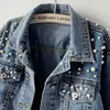 WH046 Fashion Custom Denim Jacket Kvinnor Pearl Jean Jackets pärlor korta denimrock kvinnor