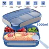 1300ML Magnetron Lunchbox Bento Box Lepel Servies Draagbare Voedselopslagcontainer voor Kinderen Kids School Volwassenen Kantoor 240307