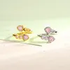 Les filles vintage adorent la bague ouverte en diamant rose en forme de cœur