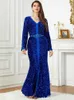 Roupas étnicas Ramadan Abaya Kaftan para Mulheres Veludo Lantejoulas Vestidos de Noite Árabe Muçulmano Dubai Vestidos Marroquino Eid Party Vestido Longo