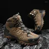 Sapatos de fitness hikeup botas de caminhada de alta qualidade dos homens inverno ao ar livre rendas antiderrapante esportes casuais botas de trekking homem camurça à prova dwaterproof água