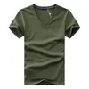 Men's Suits A2266 Plus Size T-Shirts Summer Casual V-Neck Breathable Brand T Shirt Men Short Sleeve Solid Color Cotton Tops Tees