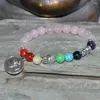 Strand Buddha Bracelet 7 Chakra Pink Crystal Braceletslucky Elephant OM Yogamala Beads Prayer