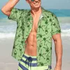 メンズカジュアルシャツヨガバケーションシャツをやっているおかしなカエルマンかわいい緑のカエルデザインハワイアンショートスリーブノベルティ特大のブラウス