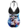 Kvinnors badkläder Genshin Impact Ganyu Swimsuit Anime Print estetik Ruffled Swims-baddräkter