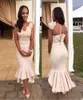 2019 Arabic African Style Mermaid Bridesmaid Dresses Lace Beaded Sheer Back Wedding Party Dresses Plus Size Tea Length Cheap Maid 9830935