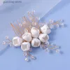 Tiaras Boda nupcial Cristal Novia Accesorios para el cabello Cerámica suave Flor Diadema Hecha a mano Hairband Beads Decoración Peine para el cabello Mujeres Y240320