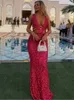 Casual Kleider Frauen Luxus Sexy V-ausschnitt Cut Out Red Pailletten Maxi Lange Kleider Kleid 2024 Elegante Abend Party Club vestido