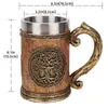 Canecas Nordic Árvore da Vida Viking Caneca Portátil Copo de Cerveja de Aço Inoxidável Criativo Estilo Retro Arte Escultura Bebidas Água 600ml