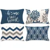 Pillow Nordic Sweet Home Dark Blue Geometric Linen Pillowcase 40 60 Decoration Sofa Cover 30 50 Lumbar