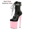 Dress Shoes Brand Women Black Classic Short Boots Sexy Platform Super High Heels 17 20CM Pole Dance lace-up Roman H240321RMFNUANN