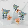 Action Toy Figures 12Pcs Cartoon Tom Jerry Mini Figure Anime Cake Ornament Cute Cat with Mouse Action Doll Collectibles Kids Gift Toys Model L240320