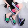 Slippers women's one-sided flip flops herringbone style, summer rainbow thick sole sandals,high heels, internet outerwear casual beach wear GAI flip-flop 36-41 FASHION