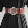 Designer New Belt Ring Metallic Brown Womens Dermis Belt Fashion Vintage Classic Buckle Buckle Wide Midje Dubbel sida Tillgänglig bredd 4,8 cm