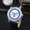 Mannen kijken Hoge Kwaliteit Horloges 43 MM O M G Quartz Lederen Stalen Band Vrouwen Horloge Designer met Doos en Saffierglas menwatch