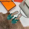 Oasis Sandals Womens High Heels Designer Orans Factory 2024 Ummer New Palmprint Leather Heel Lipper Fahion Britih Cool Drag et