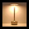 Table Lamps Simple Charging Desk Lamp Restaurant Bar Dimming Atmosphere Retro Portable Touch USB Silver