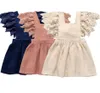 3 Colros Bébé Filles Robes Enfants Dentelle Manches Solide Doux Coton Lin Dos Bowknot Robe 2019 Nouvelle Mode D'été Enfants Dentelle Dres2555998