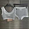 Lüks Tasarımcı Kadın Sutyen Kılavuzları Set Kontrast Renk Kabir Yiyen iç çamaşırı Seksi Sportif Yoga Spor Salonu Kırpılmış Singlet Tank Tops iç çamaşırı setleri