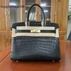 Designer sacos mulheres bolsas crocodilo 5a nilo barriga americana 30cm mão cheia costurada linha de cera de mel artesanal bk30 ypey tem logotipo 1vze