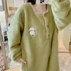 Women's Sleepwear Dress Design Sleep Bottom Warm Dressing Winter Size Ladies Dresses Soft Big Nightgown Pajamas Sleeping Korean Sweater Long