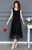 Casual Dresses Summer Fashion Lace Women's Clothing Sleeveless Interior Lapping Temperament Ladies Pullovers Solid Color A-line Skirt