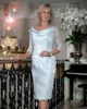 Plus Size Mutter der Braut Kleid 2024 Mantel 3/4 Ärmel Spitze Perlen kurze Hochzeit Braut Party Kleider Mutter Kleider Femme