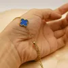 Nouveau Bracelet trèfle à quatre feuilles bleu plaqué or bijoux marque Double face Bracelet trèfle à 4 feuilles pour les femmes