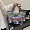 Hot Shoulder Bags Ethnic Style Large Capacity Shopping Bag Fashion Woven designer handbags Tote Temperament Womens 240311