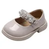 Children Fashion Pearl Leather Shoes Baby Girls Soft Bottom Party Princess Kids Nonslip Casual Flats Infant First Walkers 240313