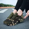 Chaussures décontractées Camouflage Mode Sports Travail Dames Respirant Armée Vert Unisexe Course