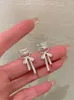 Backs Earrings Korean Fashion White Ribbon Bow Exquisite Copper For Women Simple Elegant Ear Clip Party Jewelry Wedding Gifts