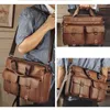 Briefcases Men'S Briefcase Genuine Leather Vintage Executive Handbag Tote Computer Document Shoulder Business Messenger Crossbody Side Bag