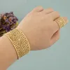 Bangle Classic Copper Fashion Gold Color Bracelet Ring Gold Plated Brazilian African Jewelry for Women Lady Party Wedding Gift 240319