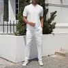 Men's Tracksuits Summer Breathable Short Sleeve Long Pants Two Piece Suit Suite Costume Lost Bathing Men