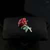 Brooches 1750 Exquisite High-End Red Rose Flower Brooch Women's Luxury Wedding Corsage Suit Neckline Pin Jewelry Clothes Accessories Gift