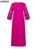 Robes de grande taille VONDA 2024 Robe Maxi de fête femmes bohème manches longues bouffantes décontracté imprimé Vintage Robe d'été en vrac Robe de mode