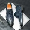 HBP Venda quente sem marca deslizamento em cor pura sapatos de couro PU de alta qualidade moda azul sapatos oxfords para homens