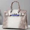 Bolsa de bolsas Himalaia Bolsa de crocodilo Genuíno Himalaia Branco de Platina de Luxo Himalaia Platina Pure Handmade Hight Imported Crocodile Skin Bag Womens Tive Logo Hbbonw