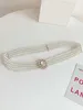 Cinture Cintura da donna bianca con perle Fibbia con strass e abbellimento floreale Cintura elastica regolabile per l'uso quotidiano