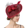 Baretten Vintage Prinses Bruids Bruiloft Hoeden En Fascinators Vrouwen Cocktail Hoofddeksel Handgemaakte Veren Tule Haaraccessoires